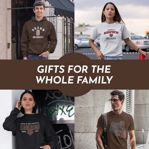 Gifts for the Whole Family. People wearing apparel from Brown University Bears Apparel - Official Team Gear - Mobile Banner