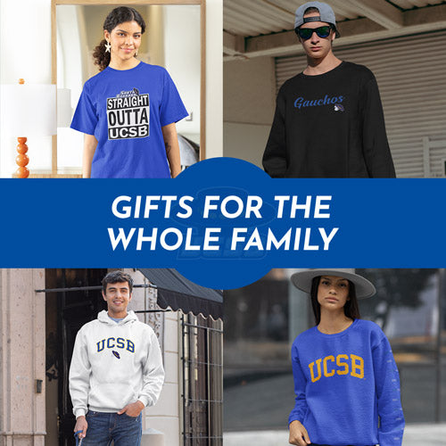 Gifts for the Whole Family. People wearing apparel from UCSB University of California, Santa Barbara Gauchos Apparel – Official Team Gear - Mobile Banner