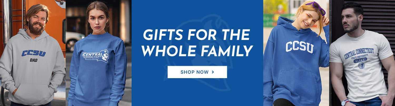 Gifts for the Whole Family. People wearing apparel from CCSU Central Connecticut State University Blue Devils Apparel – Official Team Gear