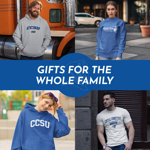 Gifts for the Whole Family. People wearing apparel from CCSU Central Connecticut State University Blue Devils Apparel – Official Team Gear - Mobile Banner