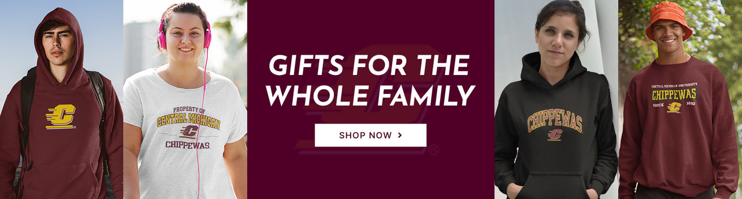 Gifts for the Whole Family. People wearing apparel from CMU Central Michigan University Chippewas Apparel – Official Team Gear