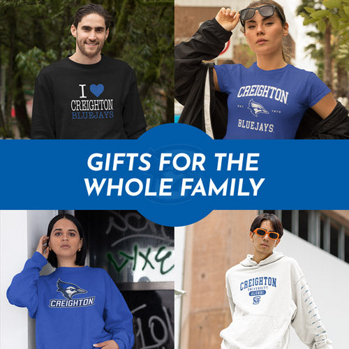 Gifts for the Whole Family. People wearing apparel from Creighton University Bluejays Apparel – Official Team Gear - Mobile Banner