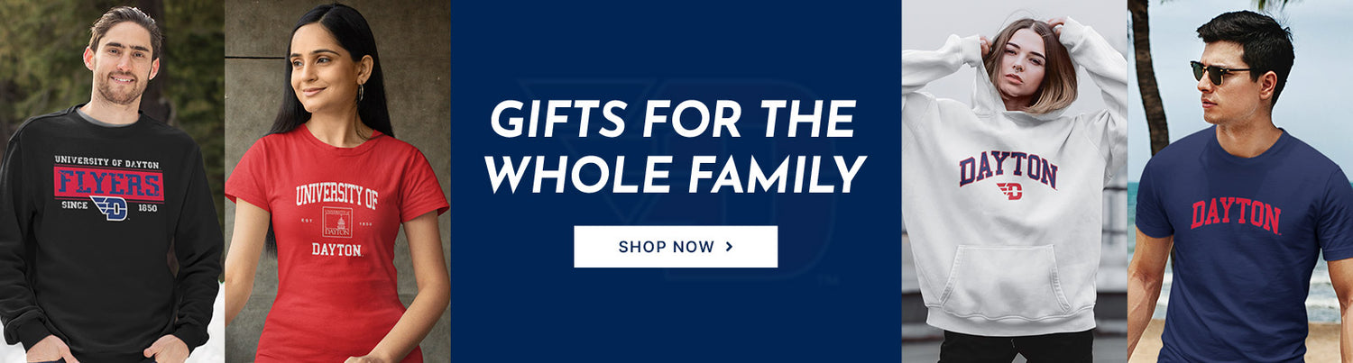 Gifts for the Whole Family. People wearing apparel from UD University of Dayton Flyers Apparel – Official Team Gear