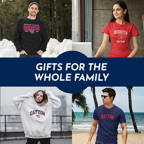 Gifts for the Whole Family. People wearing apparel from UD University of Dayton Flyers Apparel – Official Team Gear - Mobile Banner