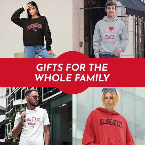 Gifts for the Whole Family. People wearing apparel from ISU Illinois State University Redbirds Apparel – Official Team Gear - Mobile Banner