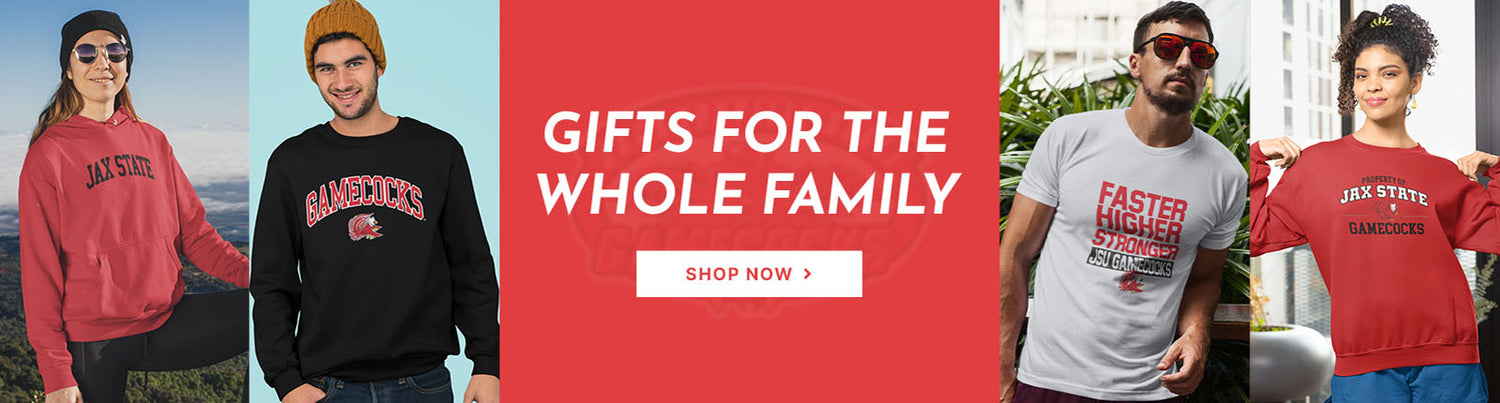 Gifts for the Whole Family. People wearing apparel from JSU Jacksonville State University Gamecocks Apparel – Official Team Gear