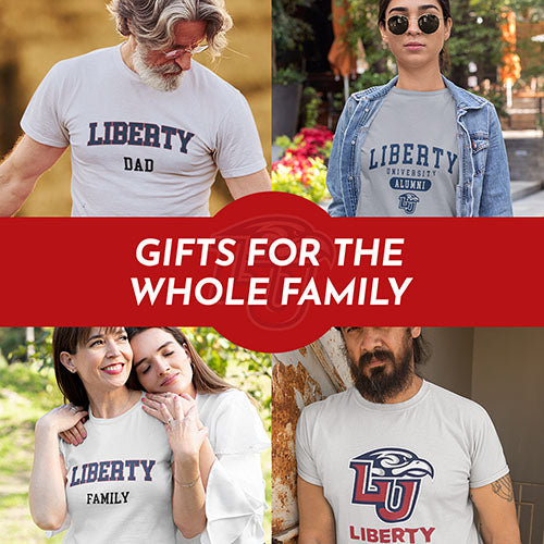 Gifts for the Whole Family. People wearing apparel from Liberty University Flames Apparel – Official Team Gear - Mobile Banner