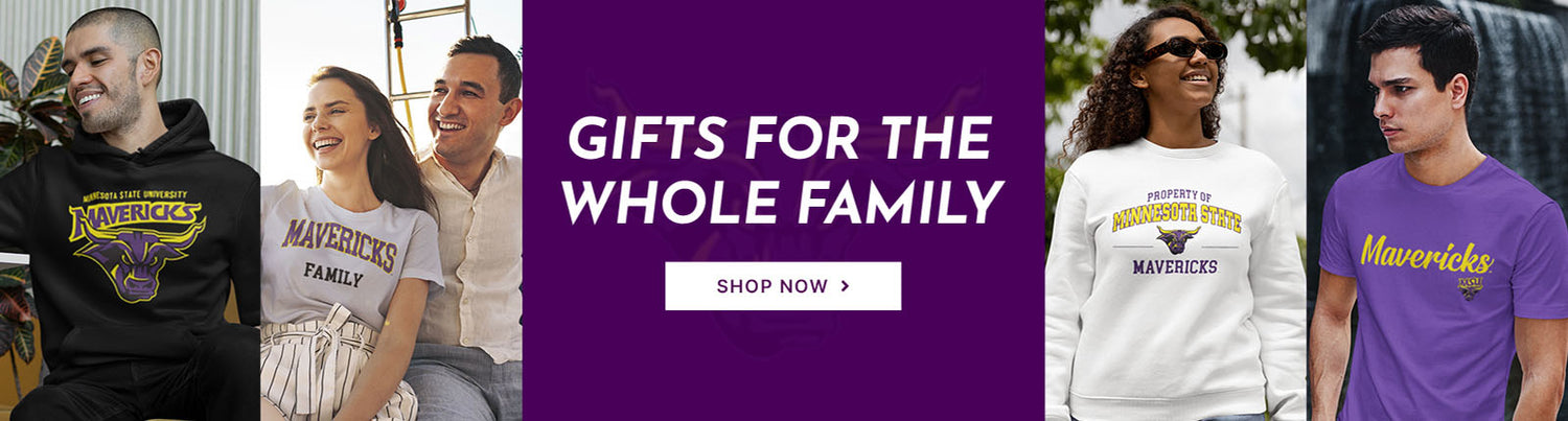 Gifts for the Whole Family. People wearing apparel from Minnesota State University Mankato Mavericks