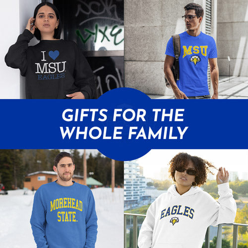 Gifts for the Whole Family. People wearing apparel from MSU Morehead State University Eagles Apparel – Official Team Gear - Mobile Banner