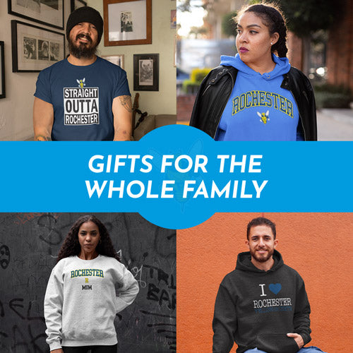 Gifts for the Whole Family. People wearing apparel from University of Rochester Yellowjackets Apparel – Official Team Gear - Mobile Banner