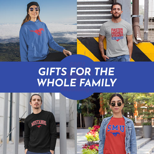 Gifts for the Whole Family. People wearing apparel from SMU Southern Methodist University Mustangs Apparel – Official Team Gear - Mobile Banner