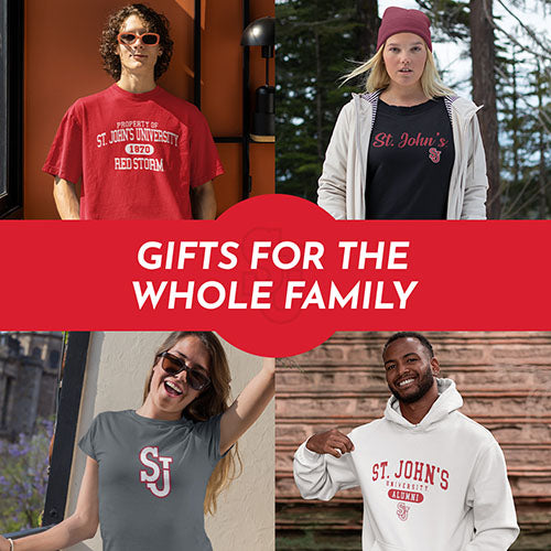 Gifts for the Whole Family. People wearing apparel from St. Johns University Red Storm Apparel – Official Team Gear - Mobile Banner