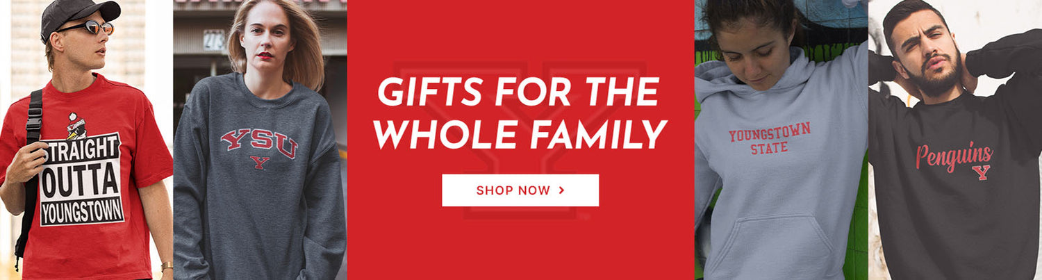 Gifts for the Whole Family. People wearing apparel from Youngstown State University Penguins Apparel – Official Team Gear
