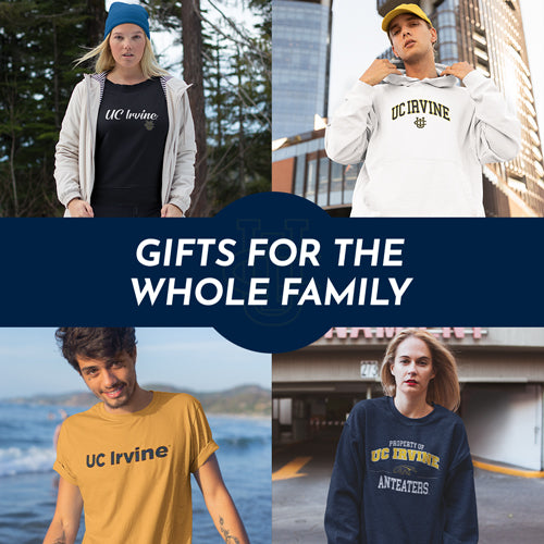 Gifts for the Whole Family. People wearing apparel from University of California Irvine Anteaters Apparel - Official Team Gear - Mobile Banner