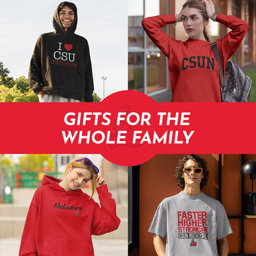 Gifts for the Whole Family. People wearing apparel from CSUN California State University Northridge Matadors Apparel – Official Team Gear - Mobile Banner
