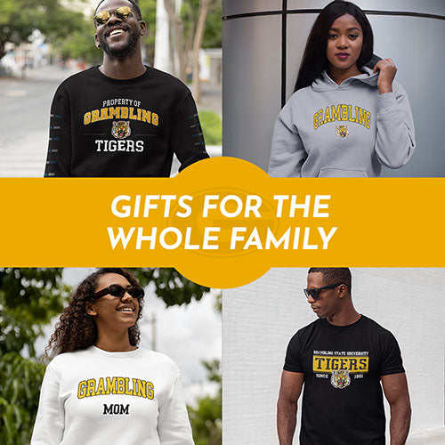 Gifts for the Whole Family. People wearing apparel from Grambling State University Tigers Apparel – Official Team Gear - Mobile Banner