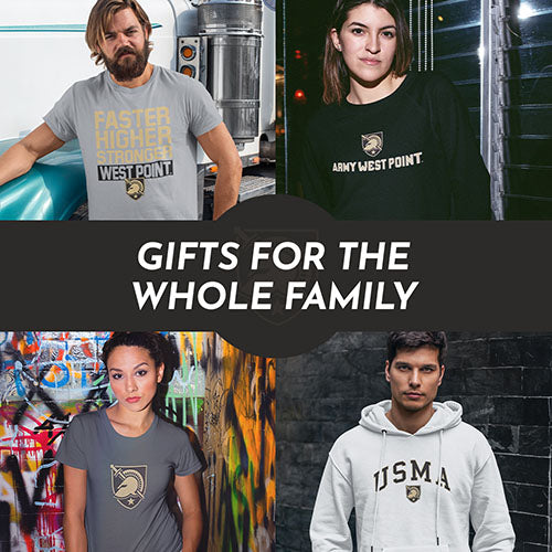 Gifts for the Whole Family. People wearing apparel from USMA United States Military Academy Army Black Knights Apparel - Official Team Gear - Mobile Banner