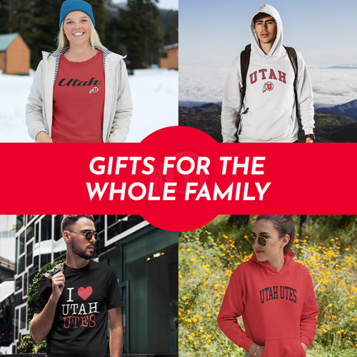 Gifts for the Whole Family. People wearing apparel from University of Utah Utes Apparel – Official Team Gear - Mobile Banner