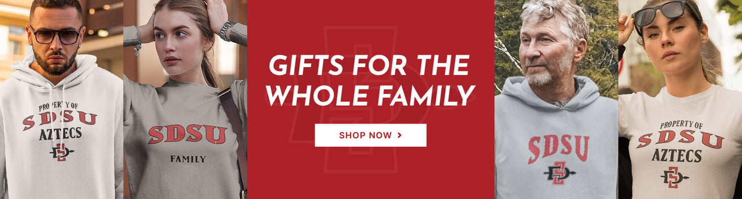 Gifts for the Whole Family. People wearing apparel from SDSU San Diego State University Aztecs Apparel – Official Team Gear