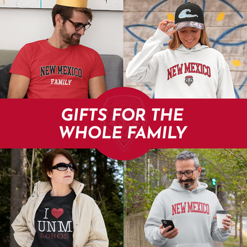Gifts for the Whole Family. People wearing apparel from University of New Mexico Lobos Apparel – Official Team Gear - Mobile Banner