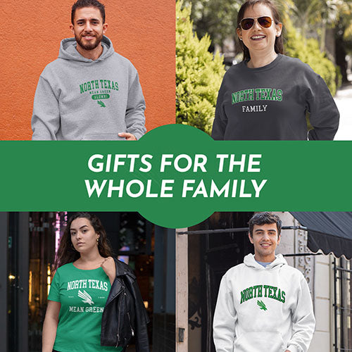 Gifts for the Whole Family. People wearing apparel from University of North Texas Mean Green Apparel – Official Team Gear - Mobile Banner