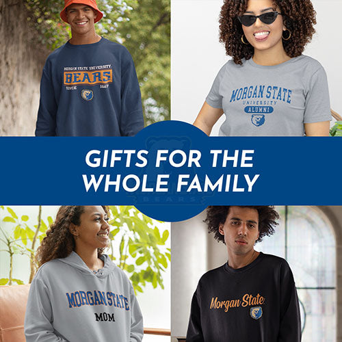 Gifts for the Whole Family. People wearing apparel from Morgan State University Bears Apparel – Official Team Gear - Mobile Banner