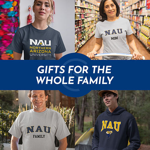 Gifts for the Whole Family. People wearing apparel from NAU Northern Arizona University Lumberjacks Apparel – Official Team Gear - Mobile Banner