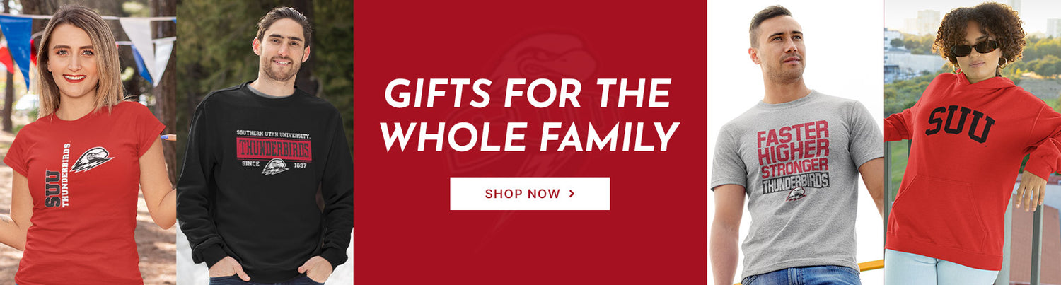 Gifts for the Whole Family. People wearing apparel from SUU Southern Utah University Thunderbirds Apparel – Official Team Gear
