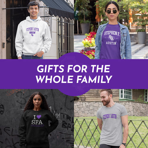 Gifts for the Whole Family. People wearing apparel from Stephen F. Austin State University Lumberjacks Apparel – Official Team Gear - Mobile Banner