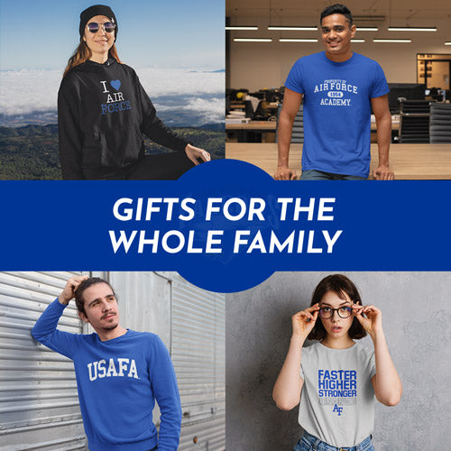Gifts for the Whole Family. People wearing apparel from USAFA U.S. Air Force Academy Falcons Apparel – Official Team Gear - Mobile Banner
