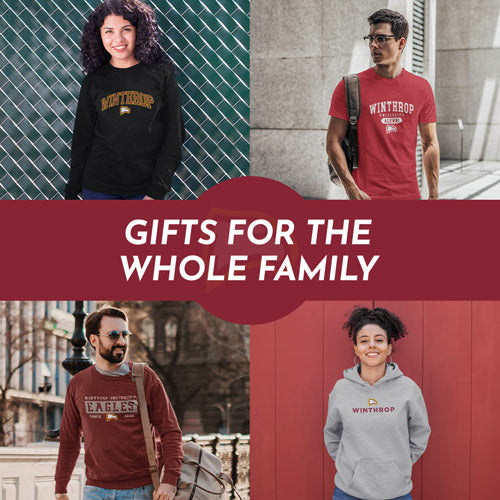 Gifts for the Whole Family. People wearing apparel from Winthrop University Eagles Apparel – Official Team Gear - Mobile Banner