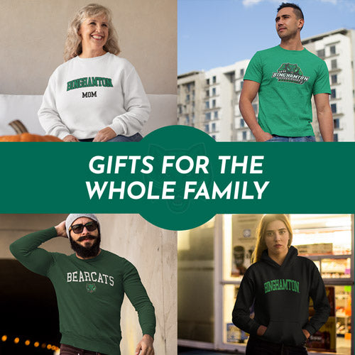 Gifts for the Whole Family. People wearing apparel from SUNY Binghamton University Bearcats Apparel – Official Team Gear - Mobile Banner