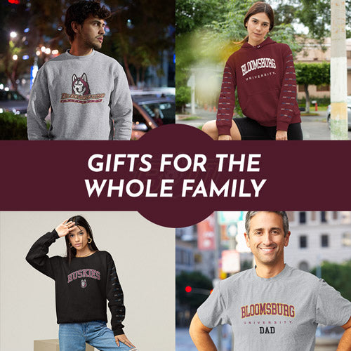 Gifts for the Whole Family. People wearing apparel from Bloomsburg University Huskies Apparel – Official Team Gear - Mobile Banner