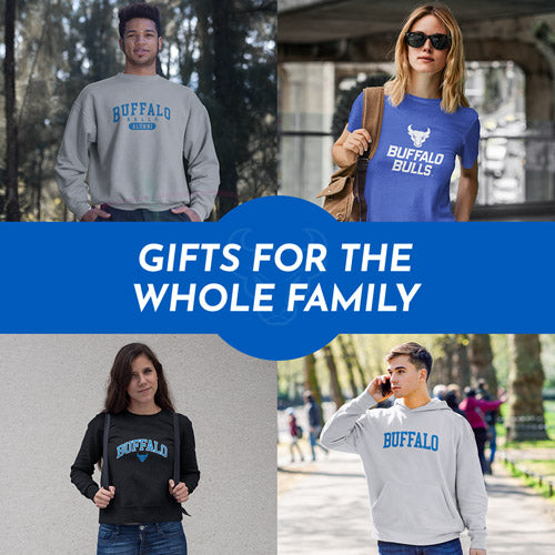 Gifts for the Whole Family. People wearing apparel from SUNY University at Buffalo Bulls Apparel – Official Team Gear - Mobile Banner