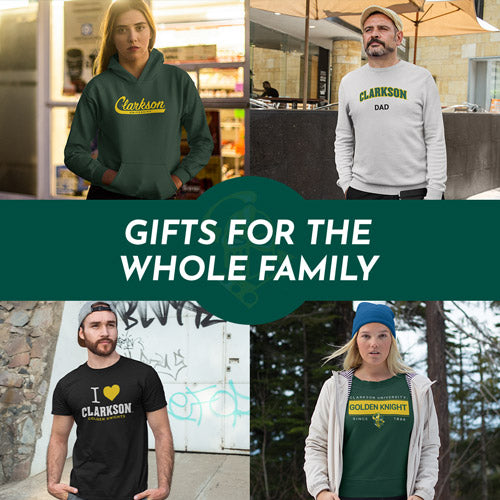 Gifts for the Whole Family. People wearing apparel from Clarkson University Golden Knights Apparel – Official Team Gear - Mobile Banner