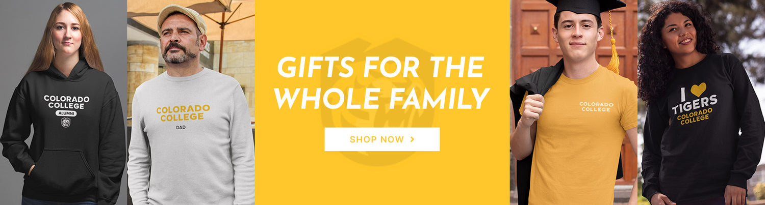 Gifts for the Whole Family. People wearing apparel from Colorado College CC Tigers Apparel – Official Team Gear