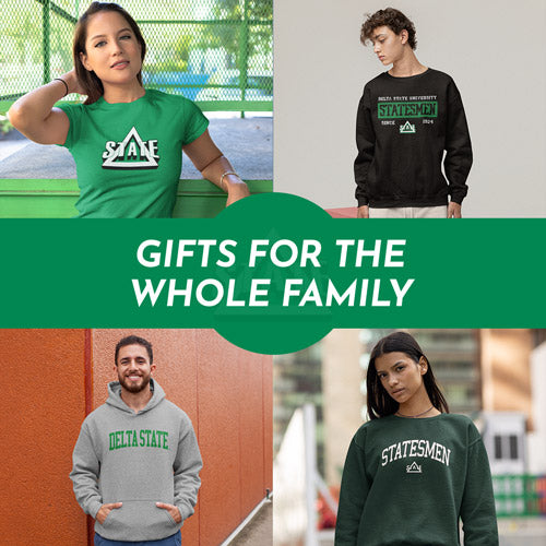 Gifts for the Whole Family. People wearing apparel from DSU Delta State University Statesmen Apparel – Official Team Gear - Mobile Banner