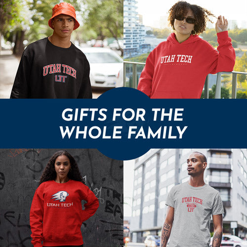 Gifts for the Whole Family. People wearing apparel from DSU Dixie State University Trailblazers Apparel – Official Team Gear - Mobile Banner