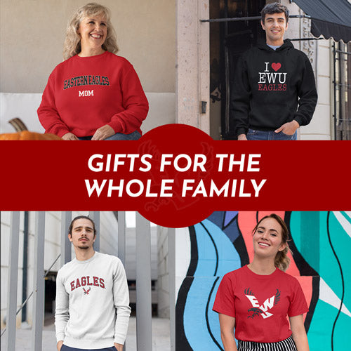 Gifts for the Whole Family. People wearing apparel from EWU Eastern Washington University Eagles Apparel – Official Team Gear - Mobile Banner