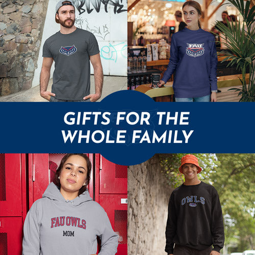 Gifts for the Whole Family. People wearing apparel from FAU Florida Atlantic University Owls Apparel – Official Team Gear - Mobile Banner