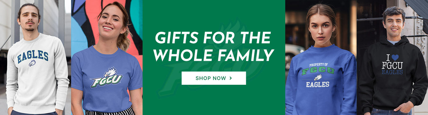 Gifts for the Whole Family. People wearing apparel from FGCU Florida Gulf Coast University Eagles Apparel – Official Team Gear