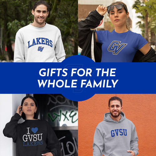 Gifts for the Whole Family. People wearing apparel from GVSU Grand Valley State University Lakers Apparel – Official Team Gear - Mobile Banner