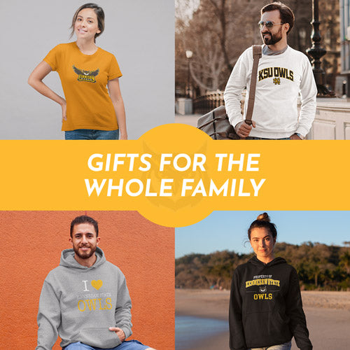 Gifts for the Whole Family. People wearing apparel from KSU Kennesaw State University Owls Apparel – Official Team Gear - Mobile Banner