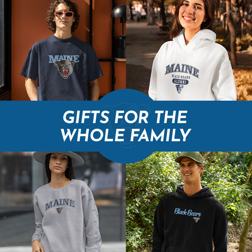 Gifts for the Whole Family. People wearing apparel from UMaine University of Maine Black Bears Apparel – Official Team Gear - Mobile Banner