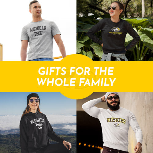 Gifts for the Whole Family. People wearing apparel from Michigan Technological University Huskies Apparel – Official Team Gear - Mobile Banner