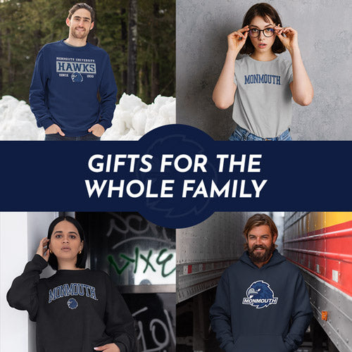 Gifts for the Whole Family. People wearing apparel from Monmouth University Hawks Apparel – Official Team Gear - Mobile Banner