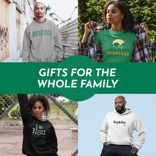 Gifts for the Whole Family. People wearing apparel from NSU Norfolk State University Spartans Apparel – Official Team Gear - Mobile Banner