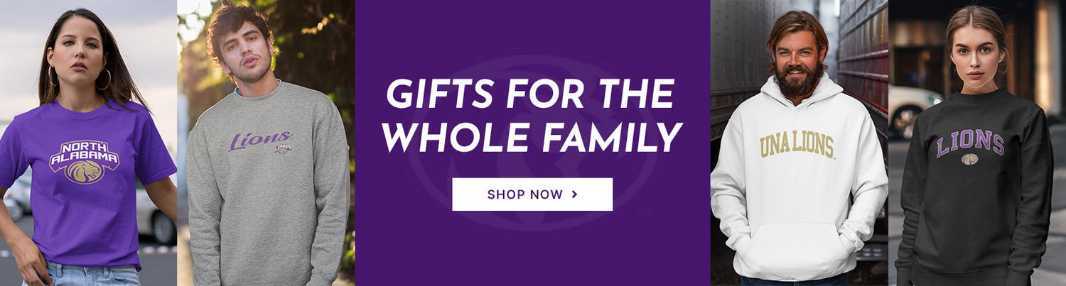 Gifts for the Whole Family. People wearing apparel from UNA University of North Alabama Lions Apparel – Official Team Gear