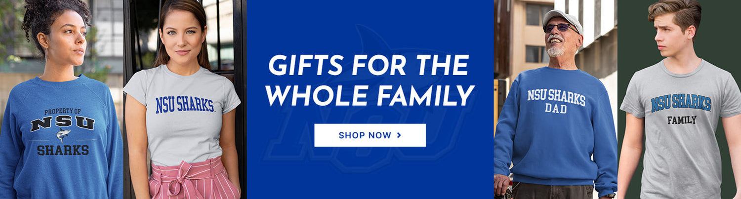 Gifts for the Whole Family. People wearing apparel from NSU Nova Southeastern University Sharks Apparel – Official Team Gear
