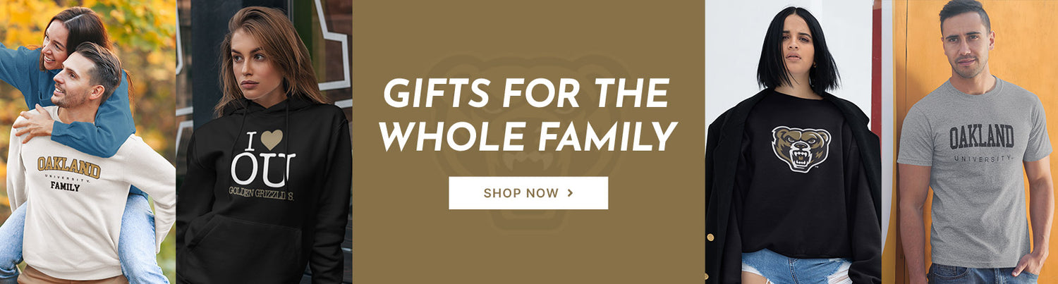 Gifts for the Whole Family. People wearing apparel from Oakland University Golden Grizzlies Apparel – Official Team Gear